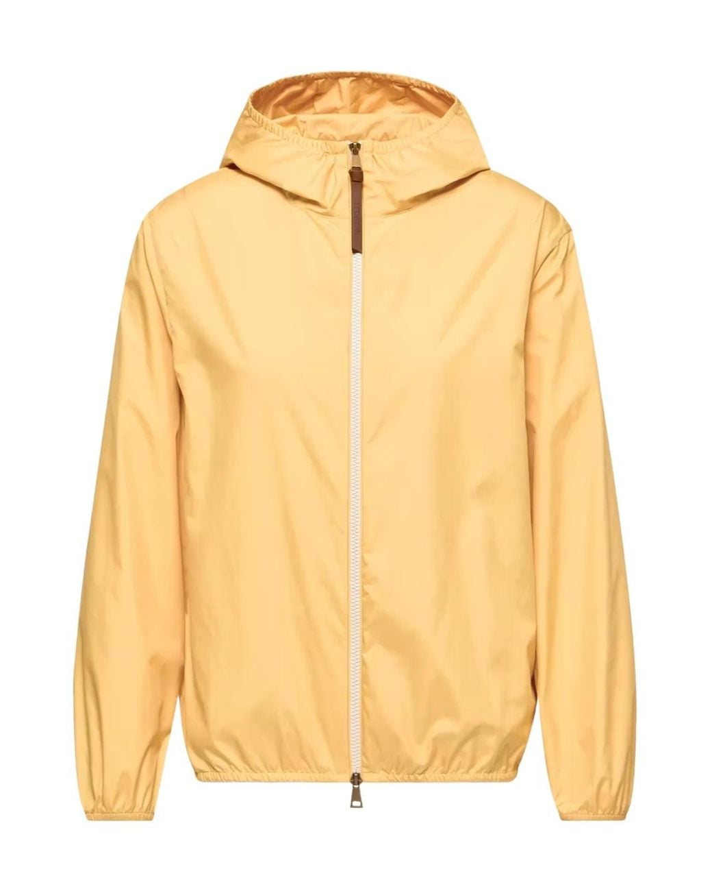 Moncler Yellow Logo Patch Zip-Up Hooded Jacket