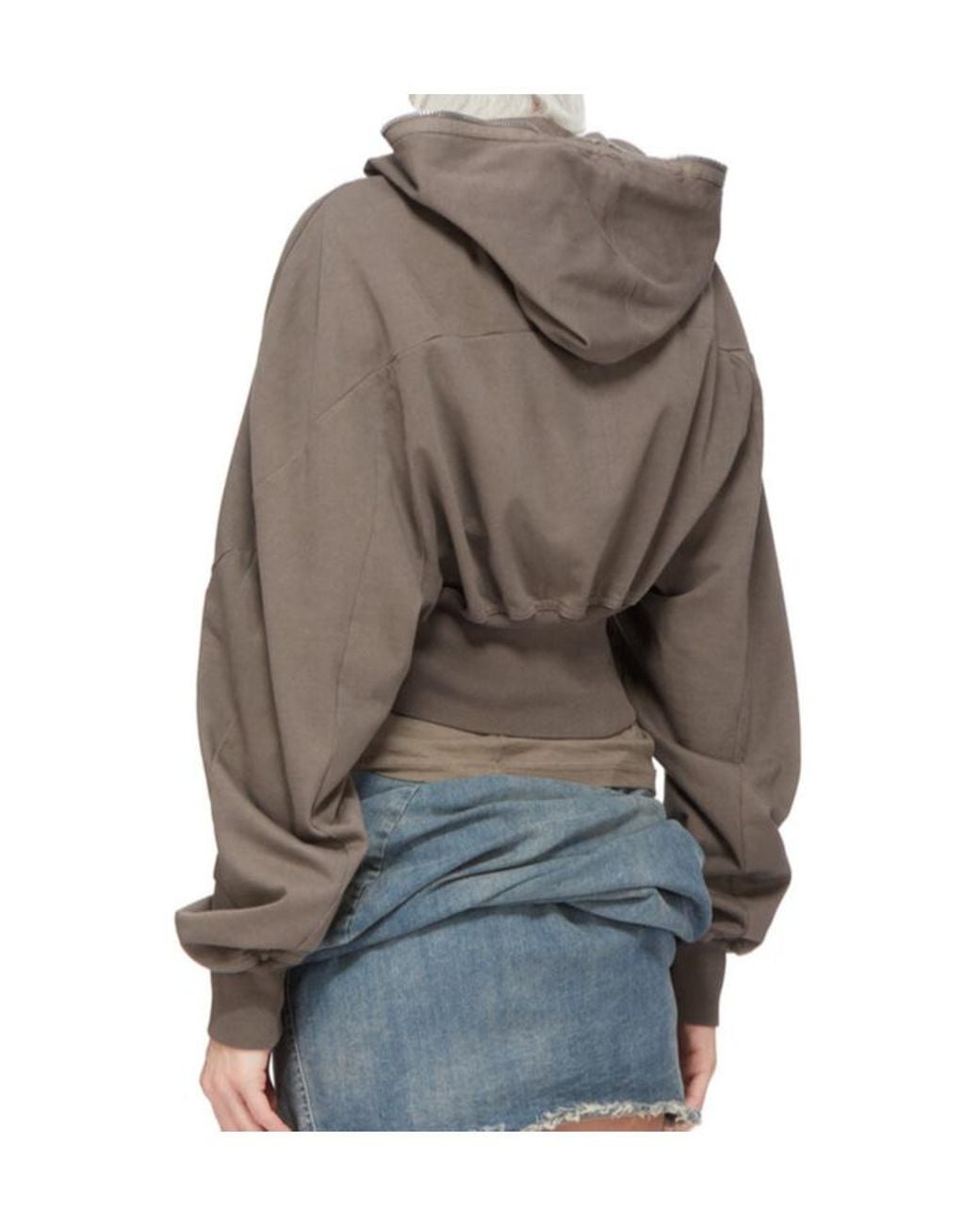 Rick Owens Gray Zip-Up Hoodie