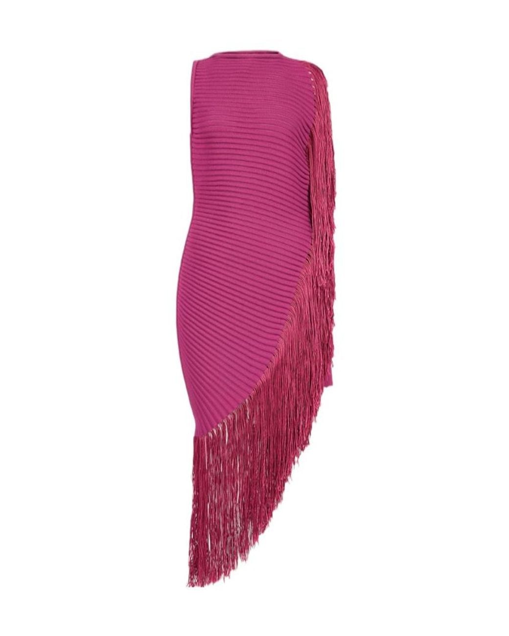 Alaïa Purple Alaïa Asymmetric Fringed Dress