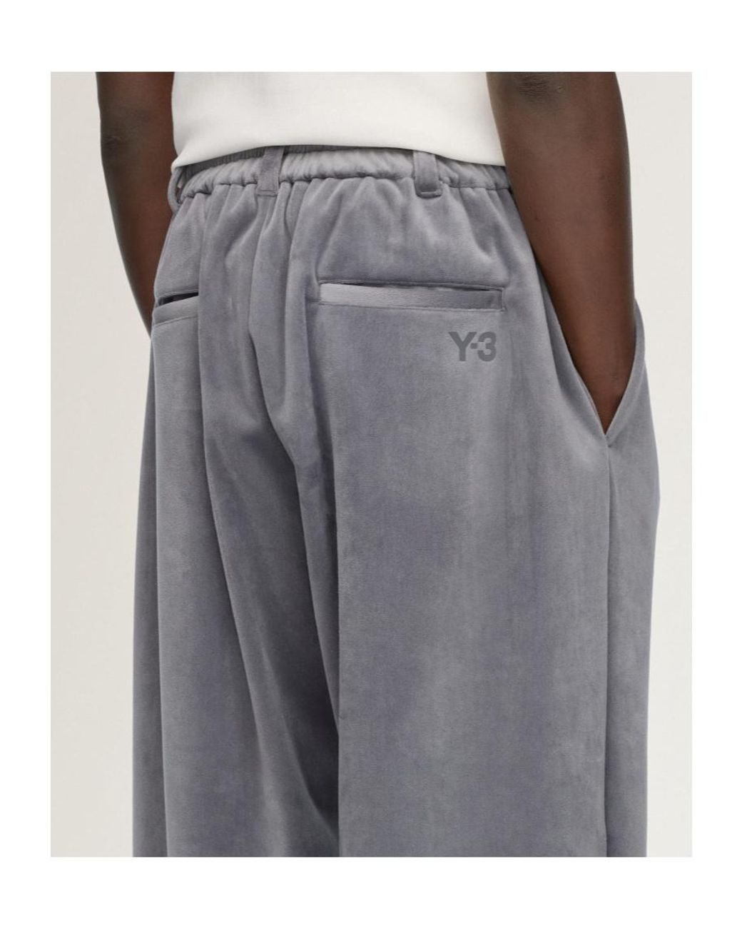 Y-3 Gray Velvet Corduroy Track Pants for men