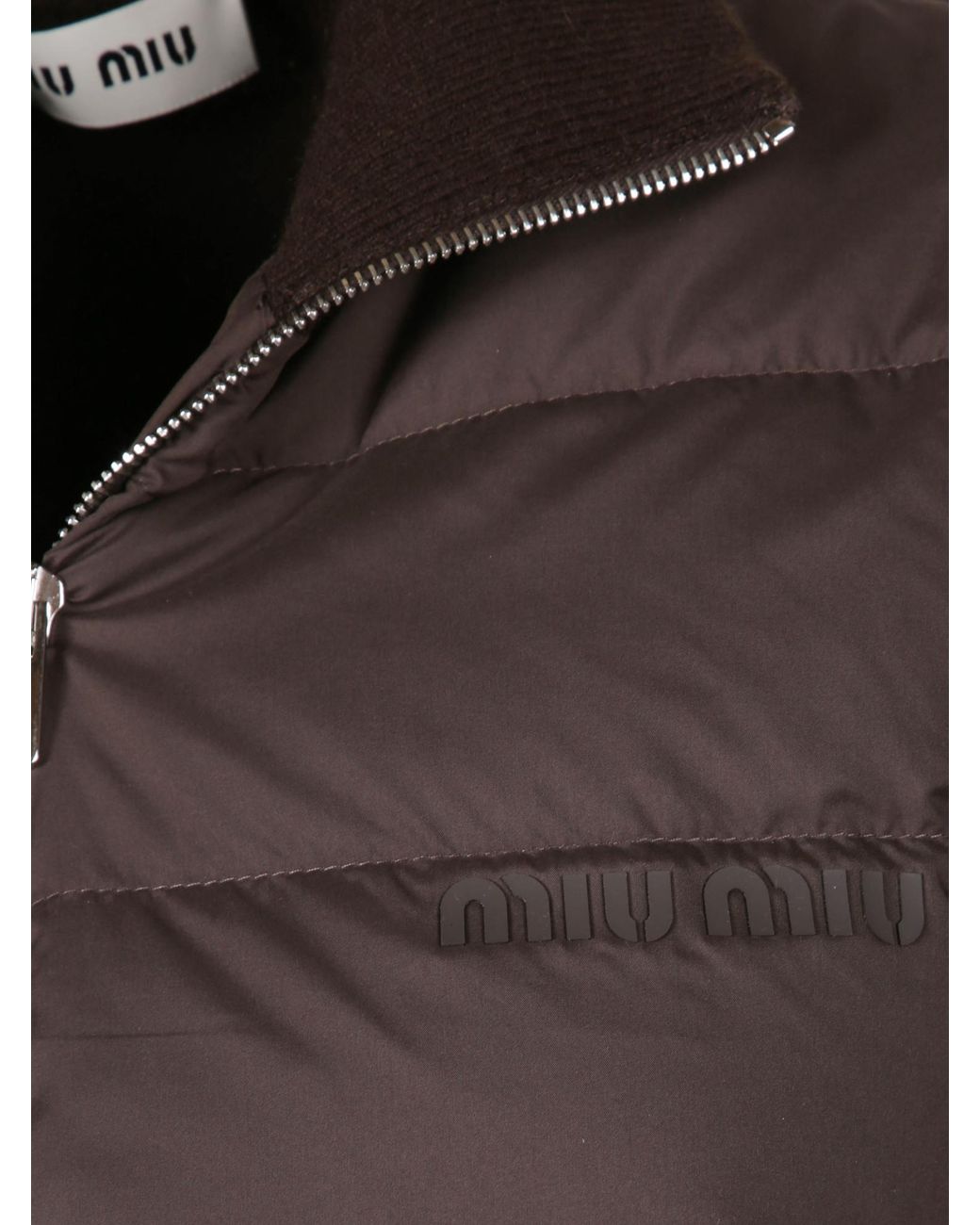Miu Miu Brown Zip-Up Padded Gilet