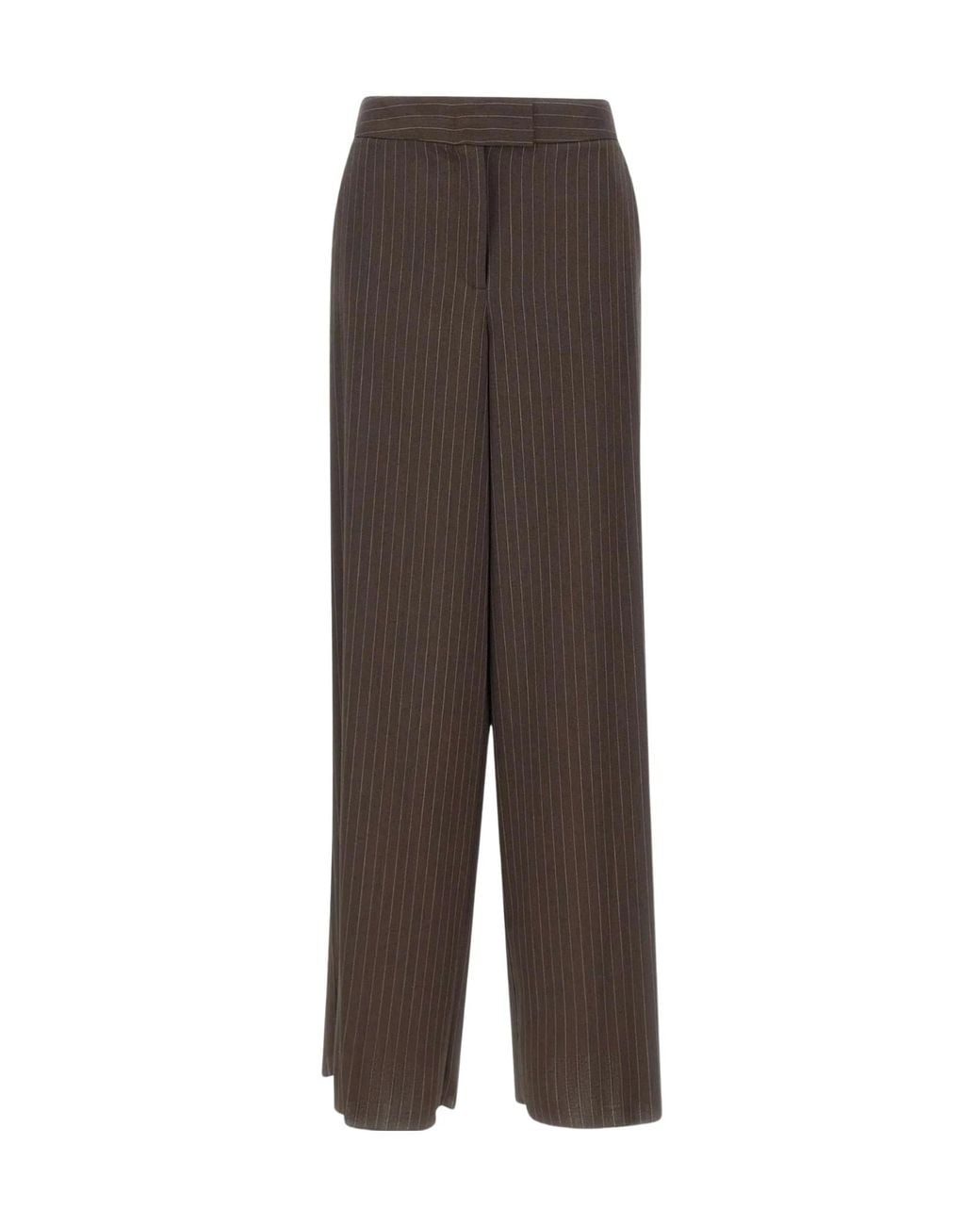 Marella Brown Maggio Pinstriped Palazzo Pants