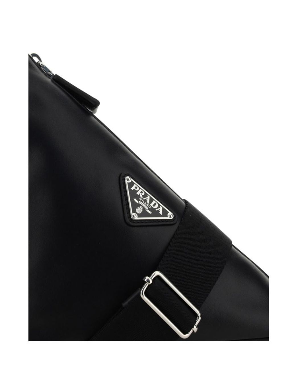 Prada Black Logo Plaque Zipped Shoulder Bag for men