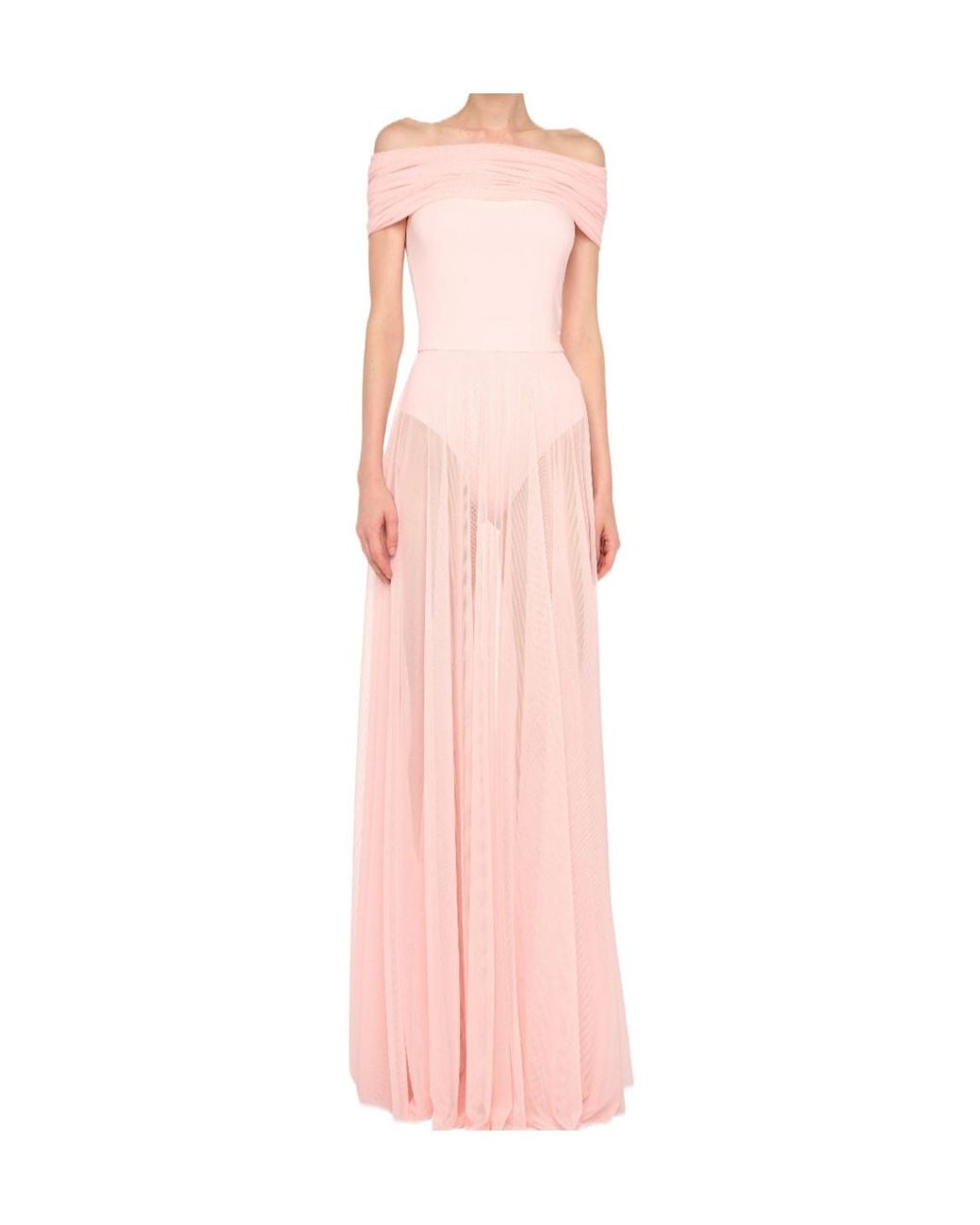 Norma Kamali Pink Cowl-Neck Maxi Dress