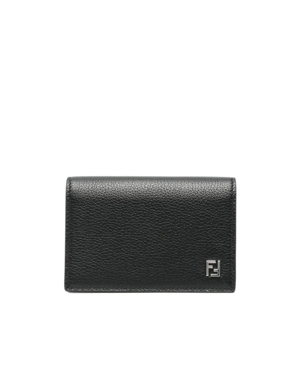 Fendi Black Full-Grain Leather Card Holder for men