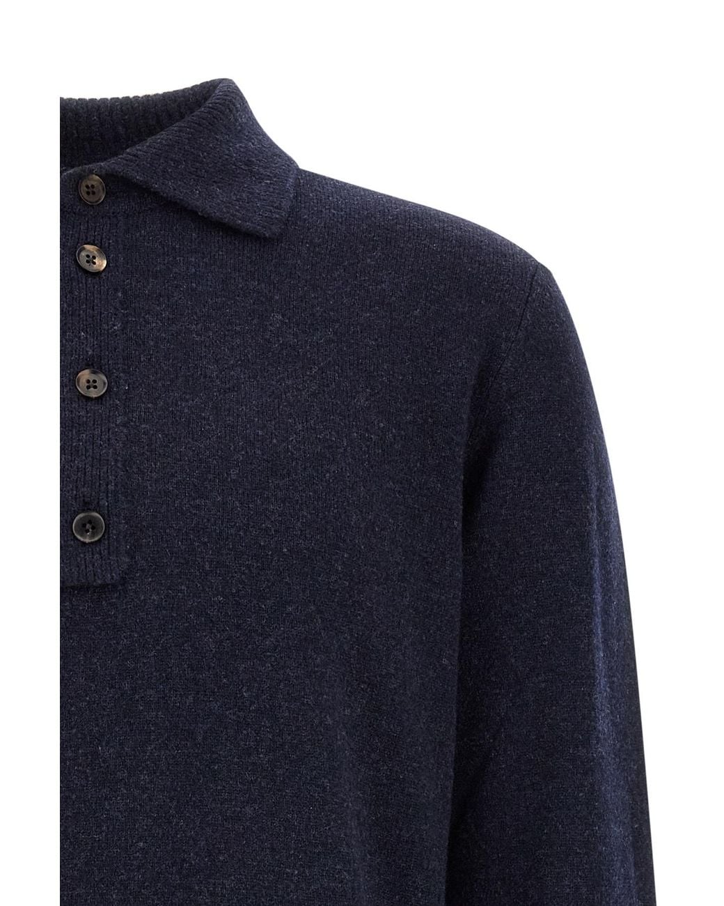 Zegna Blue Wool And Cashmere Polo Shirt for men