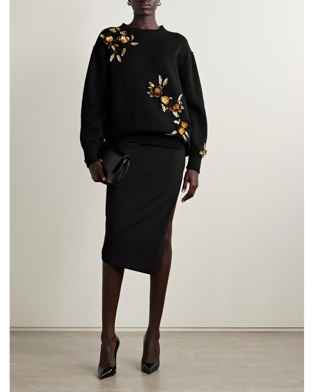 Carolina Herrera Black Wool And Cashmere Blend Sweater