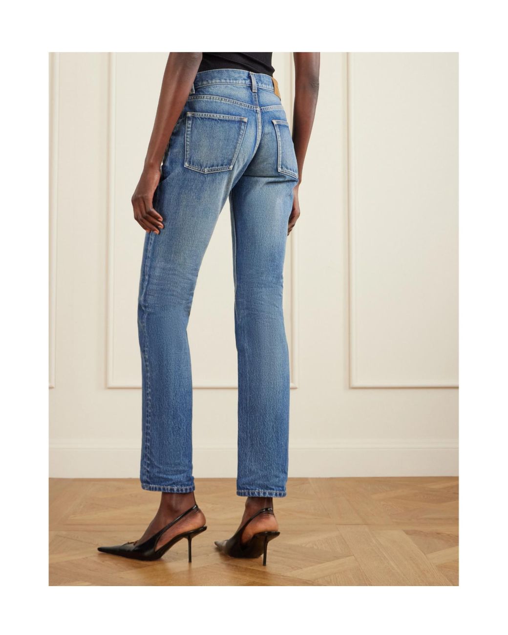 Saint Laurent Blue High Waist Straight Leg Jeans