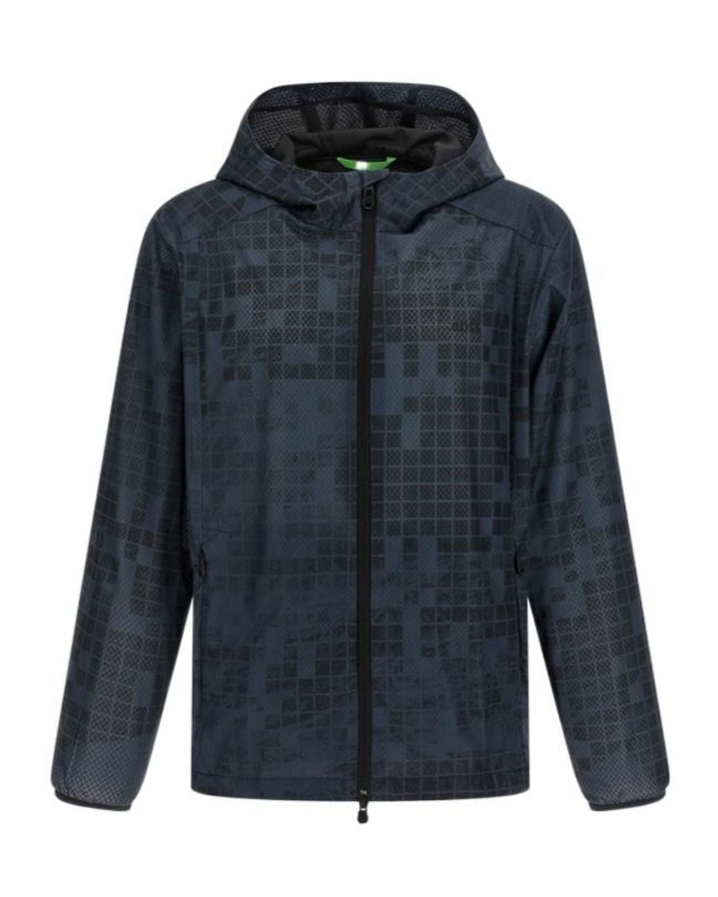 Boss Blue Jump Jt Patterned Hooded Jacket for men