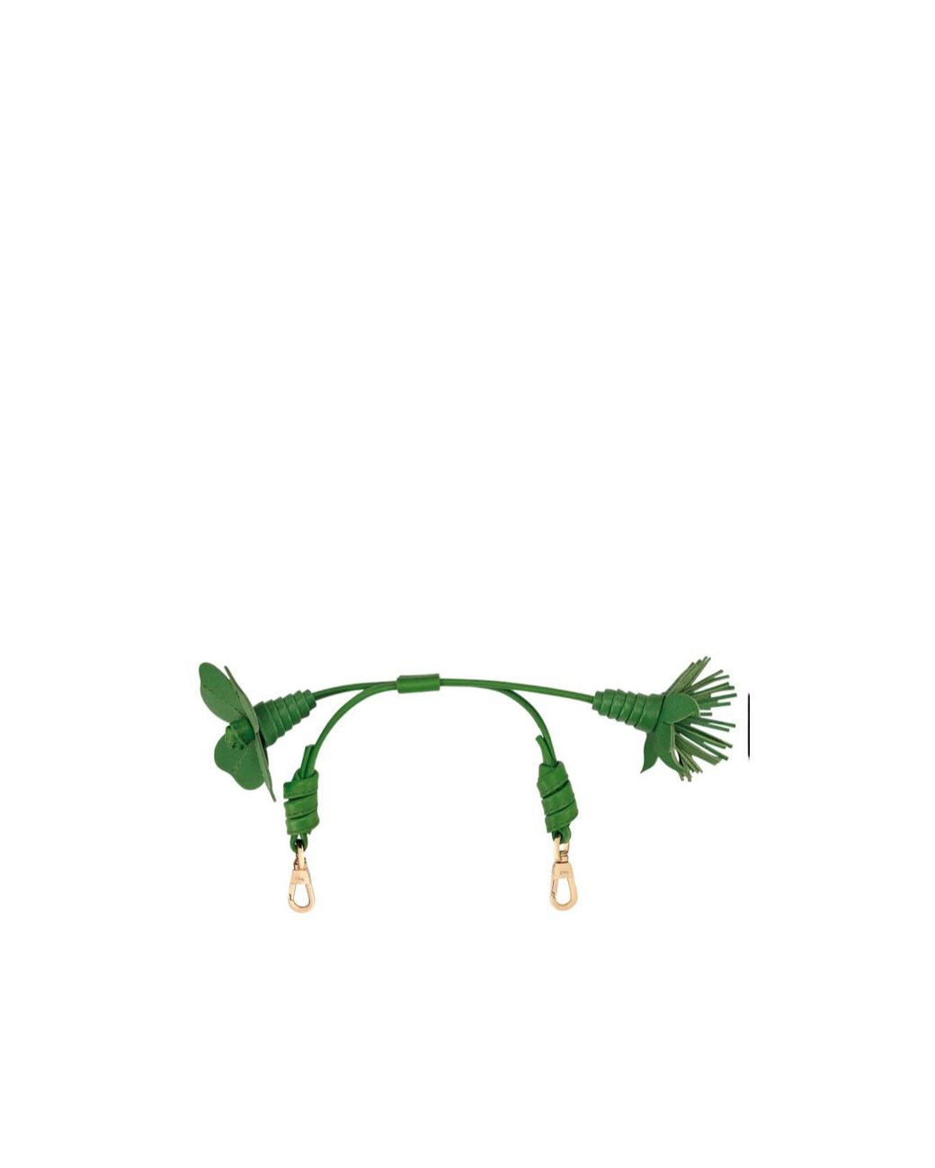Longchamp Green Floral-Embellished Tassel Bag Strap