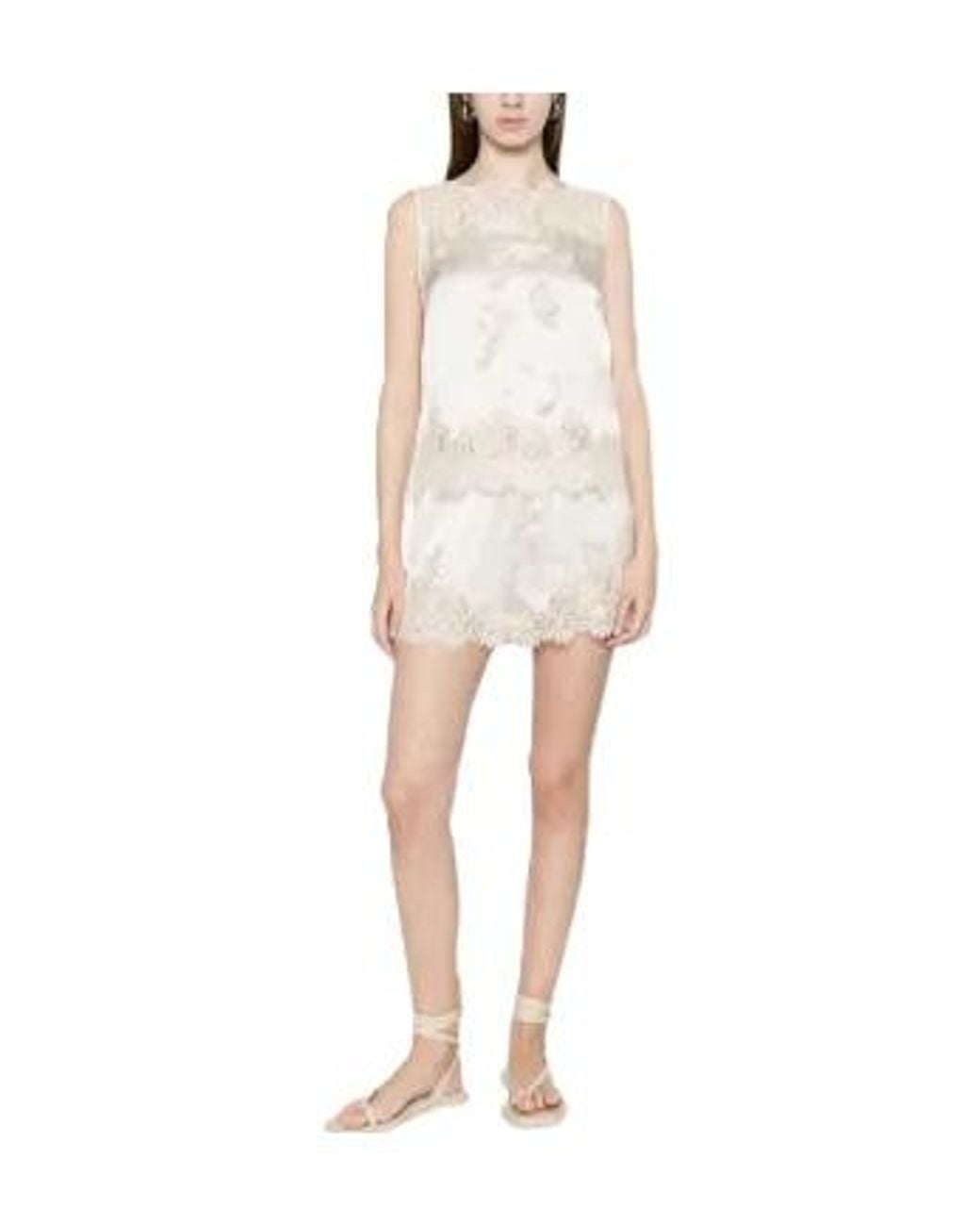 Doen White Iona Lace-Trim Mini Shorts