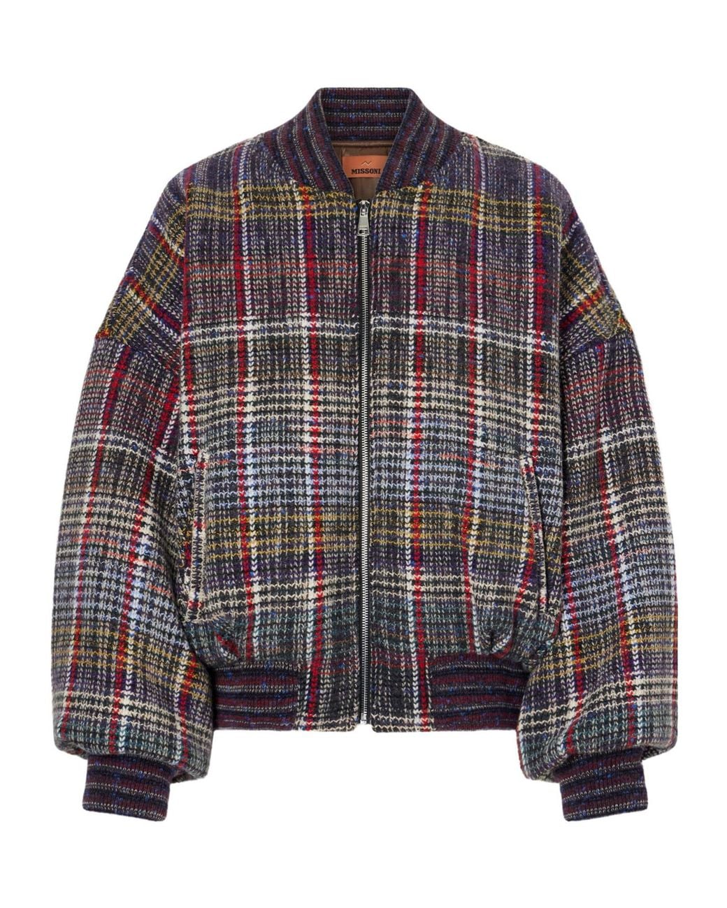 Missoni Multicolor Checked Wool Padded Bomber Jacket