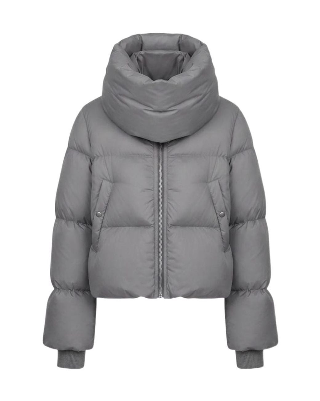 Rick Owens Gray Long-Sleeved Down Jacket