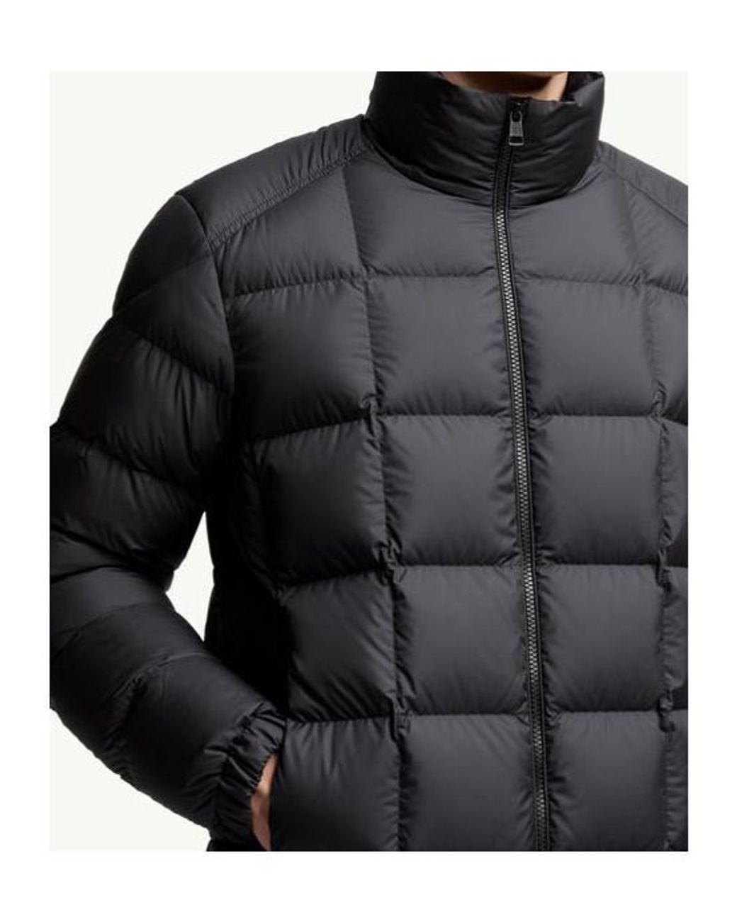 Moncler Blue Eglise Square-Quilted Hooded Short Down Jacket for men