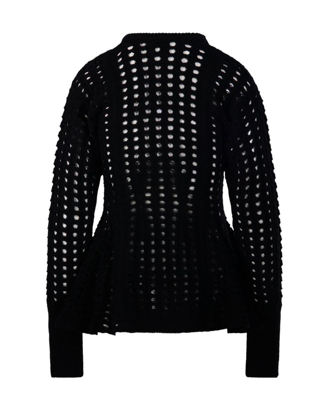 Nude Black Open-Knit Peplum-Hem Sweater