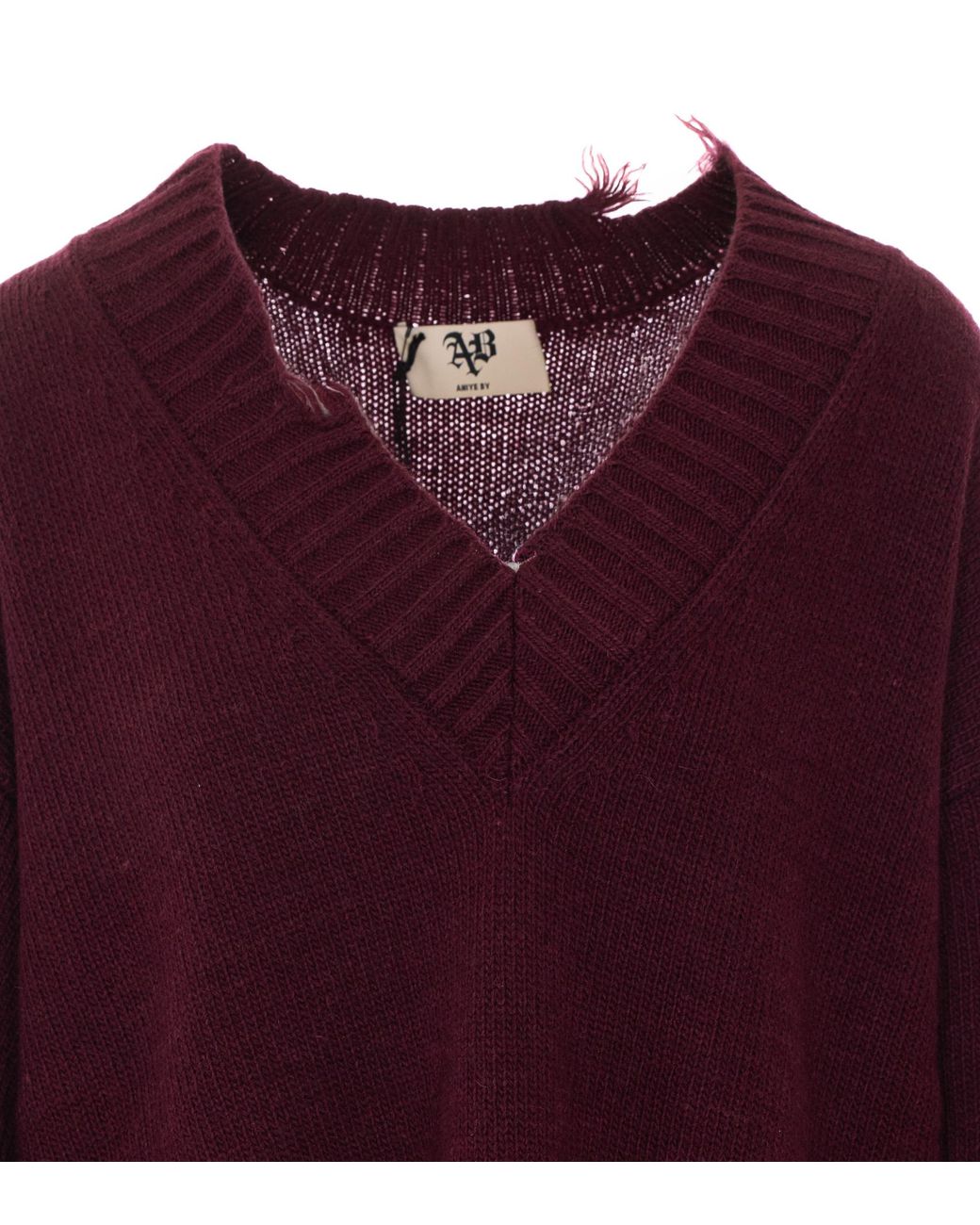 Aniye By Purple Tina Distressed V-Neck Knitted Sweater