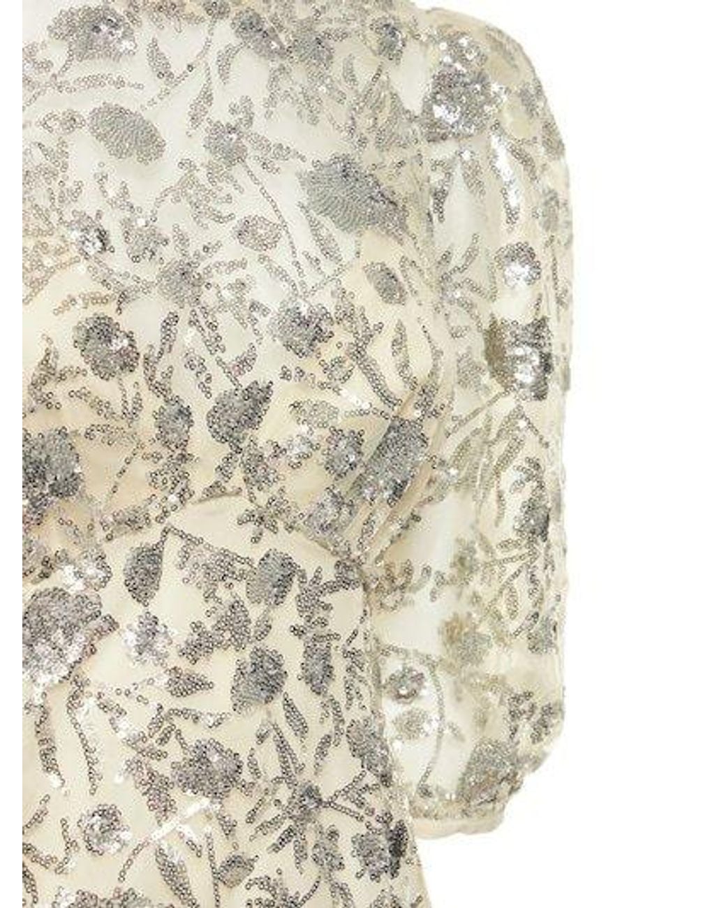 Self-Portrait Metallic Sequined Mid-Length Dress