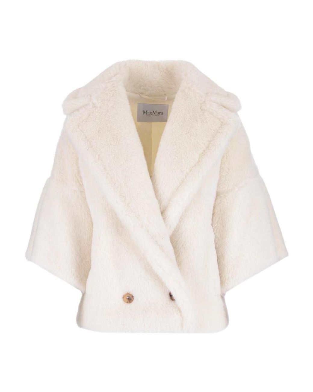 Max Mara White Lapel Logo Coat
