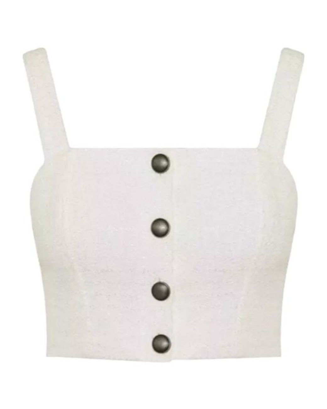 Alessandra Rich White Buttoned Sleeveless Top
