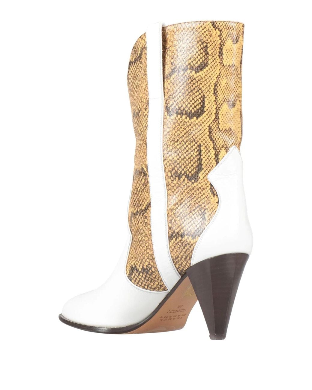 Isabel Marant White Snake-Print Ankle Boots