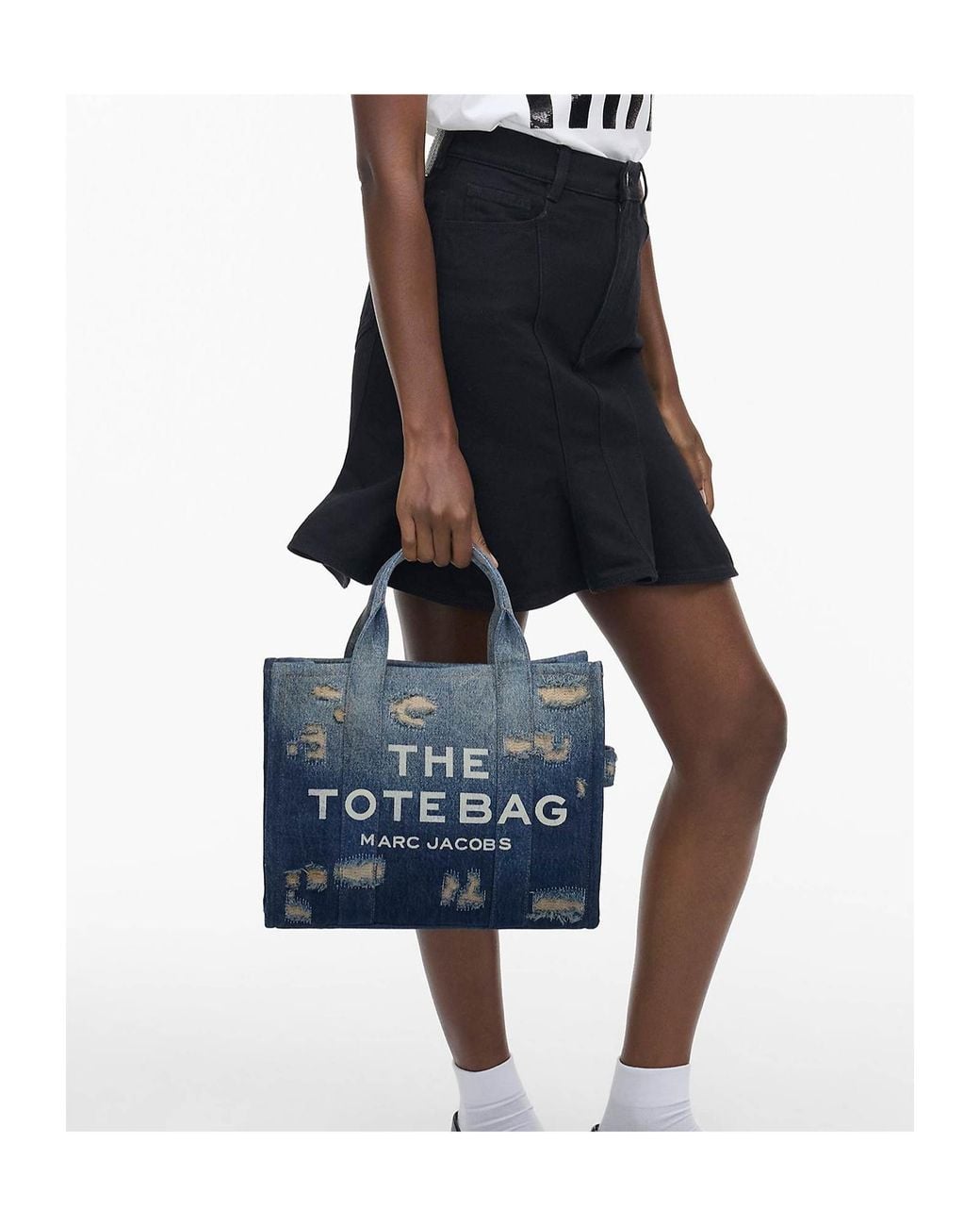 Marc Jacobs Blue The Rip And Repair Denim Medium Tote Bag