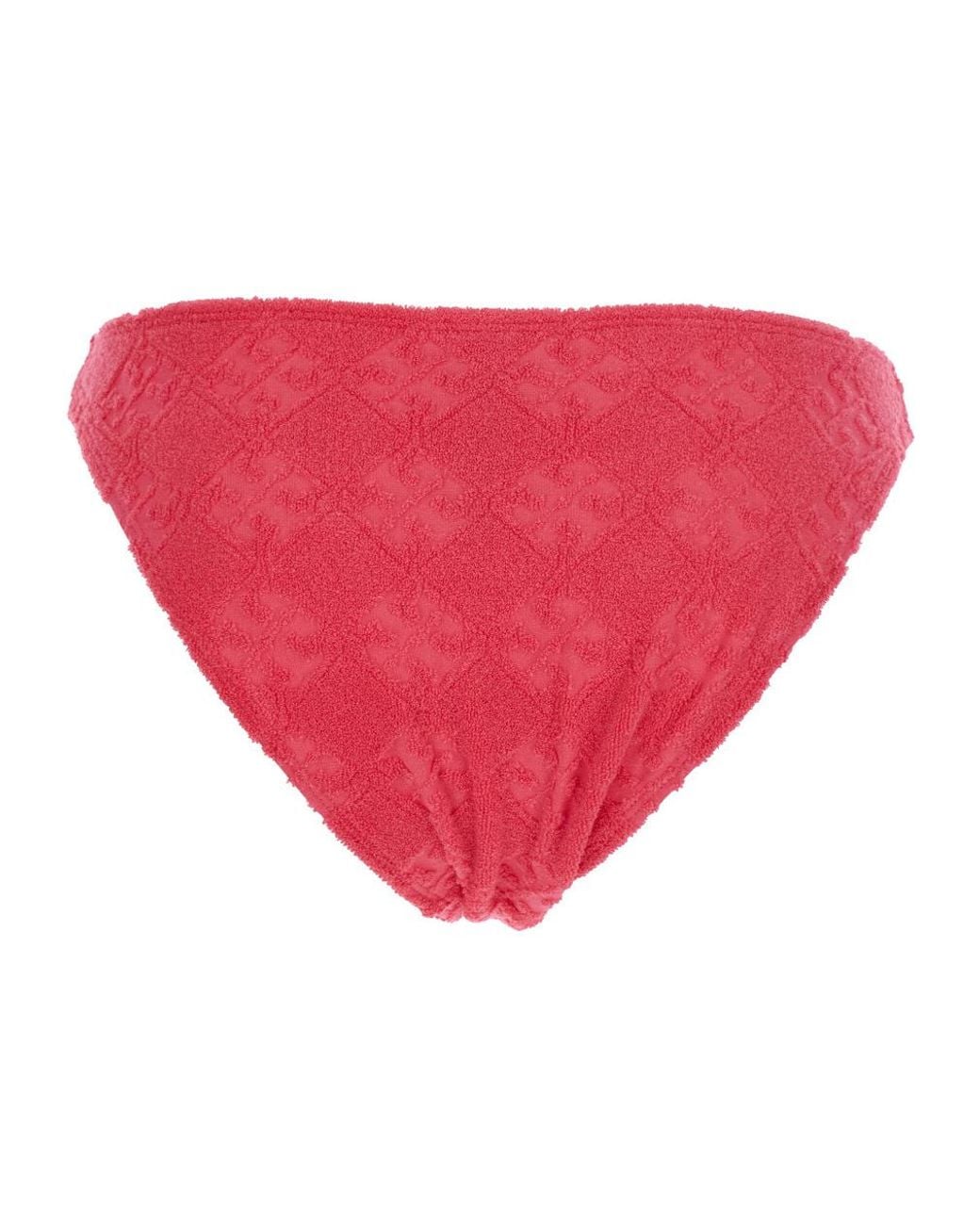 Tory Burch Red Low-Rise Terry-Cloth Bikini Bottoms