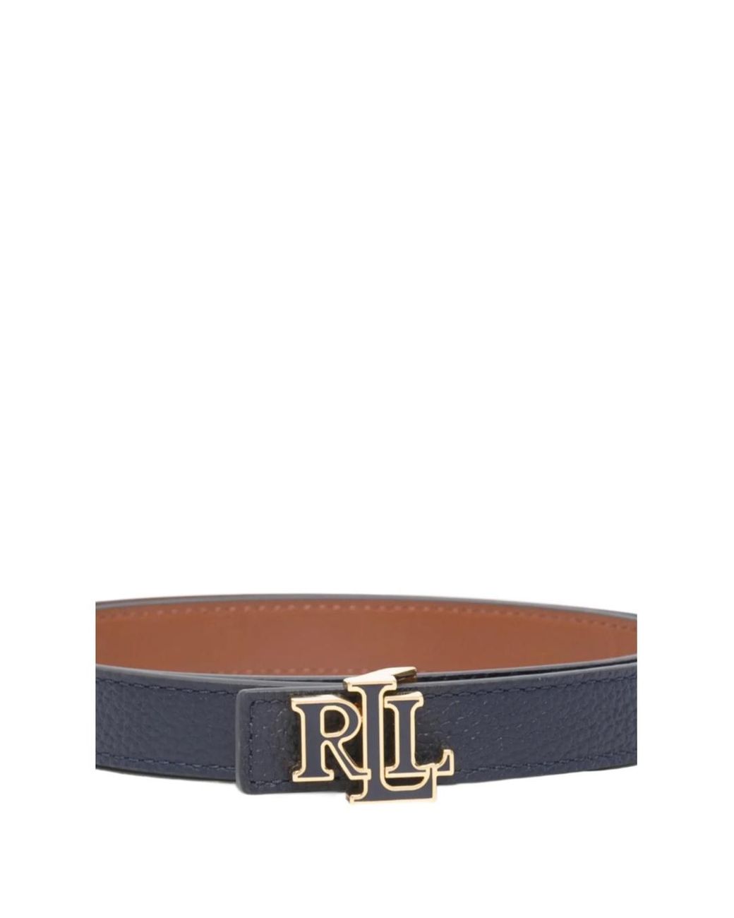 Ralph Lauren White Lauren Logo Plaque Buckle Belt