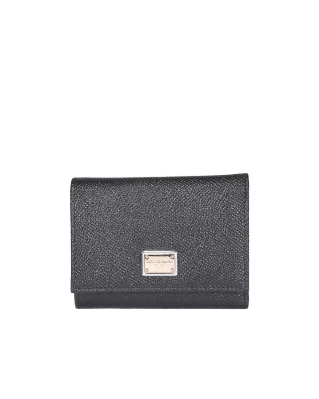 Dolce & Gabbana Gray Logo Plaque Trifold Wallet