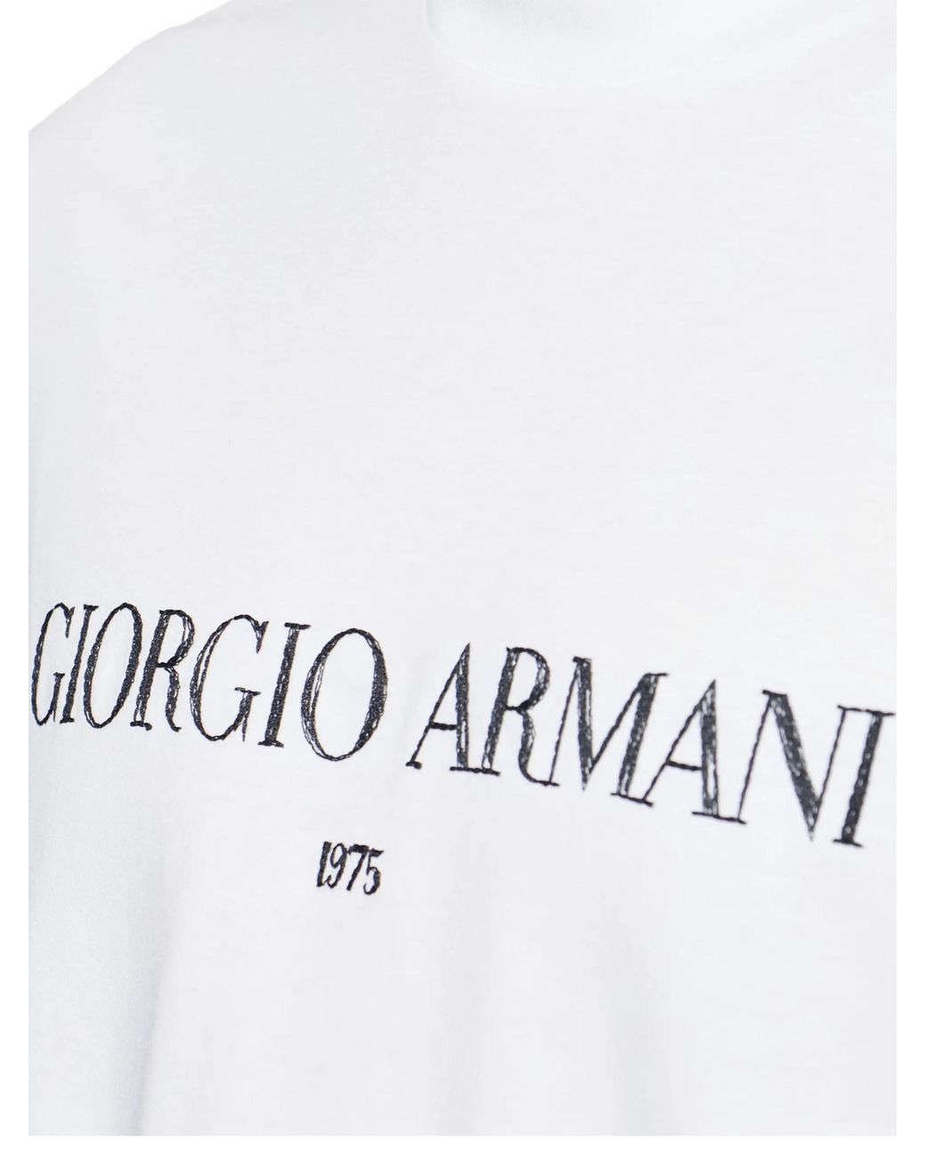 Giorgio Armani White Logo Printed Crewneck T-Shirt for men