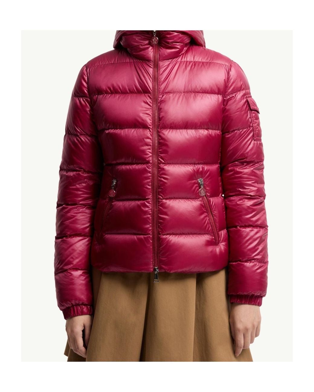 Moncler Red Glesse Zip-Up Short Padded Jacket