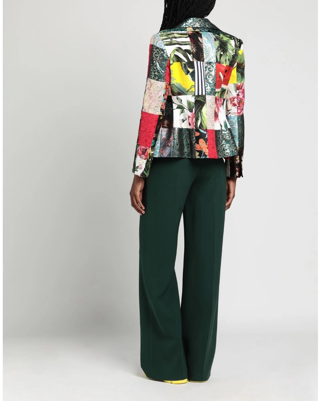 Dolce & Gabbana Green Floral Print Long Sleeve Coat