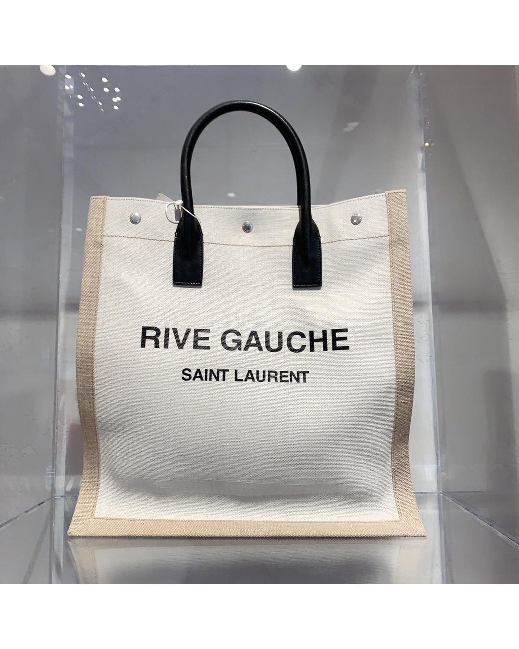 Saint Laurent Gray Logo-Print Tote Bag
