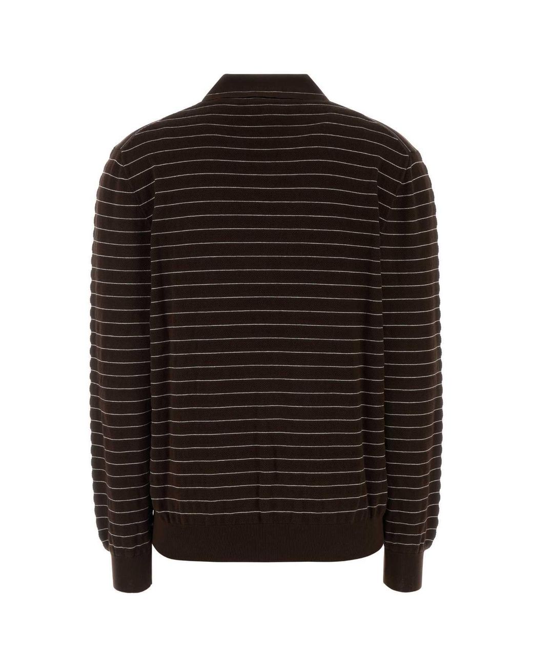 Miu Miu Brown Striped V-Neck Knitwear