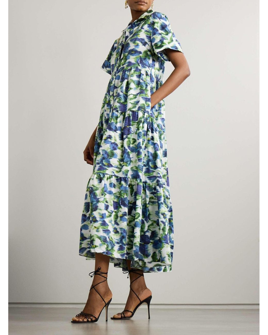 Erdem Blue Short Sleeve Dress