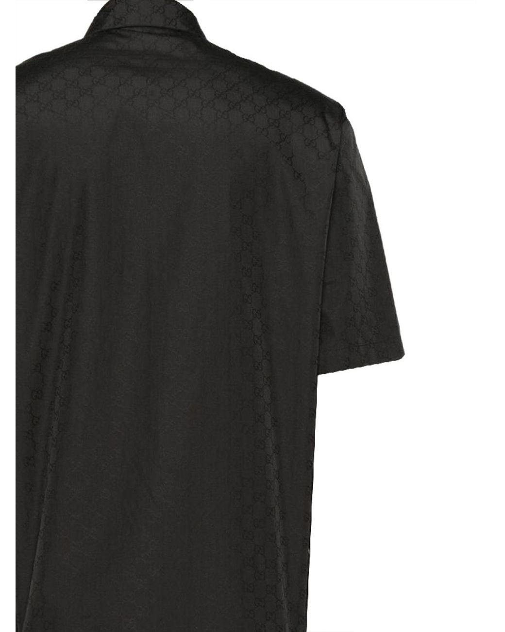 Gucci Black Gg Cotton Poplin Zip Shirt for men