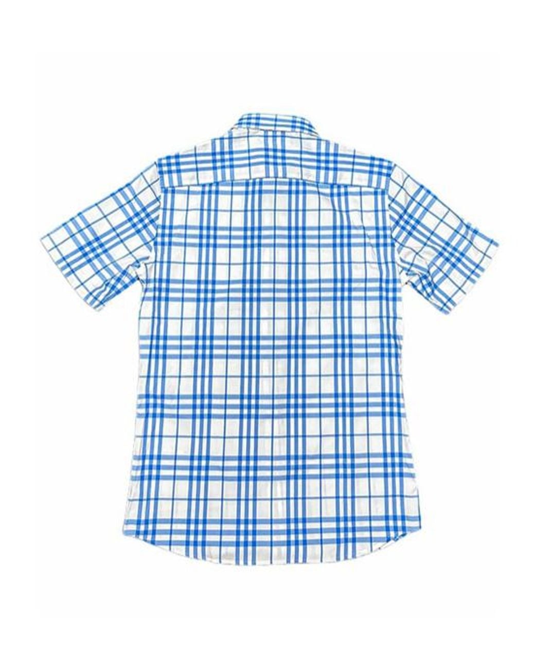 Burberry Blue Plaid Short Sleeve Shirt for men