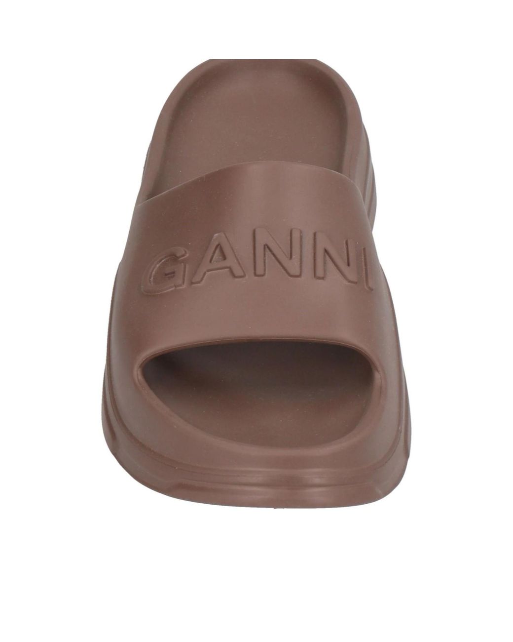 Ganni Brown Minimalist Rubber Slippers