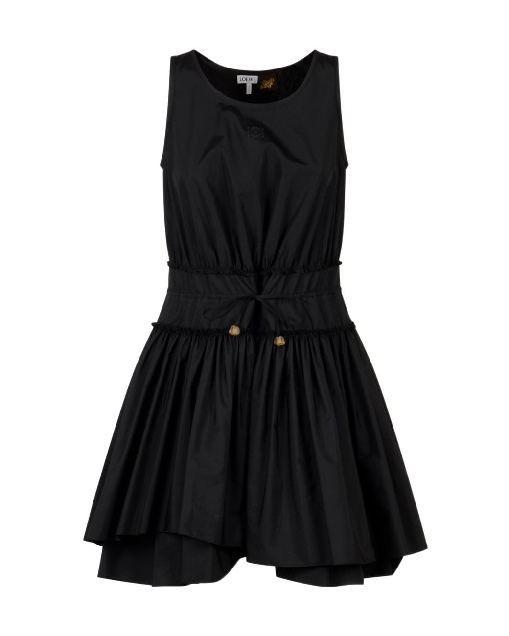 Loewe Black Drawstring Mini Dress