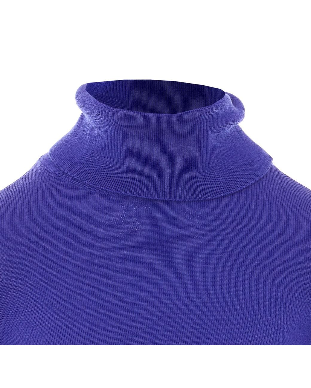 Patrizia Pepe Blue Color-Block Slogan Turtleneck Sweater