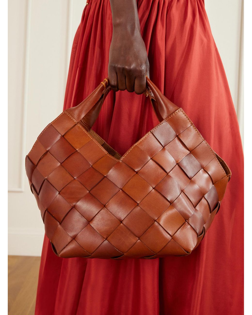 Dragon Diffusion Brown Woven Leather Tote