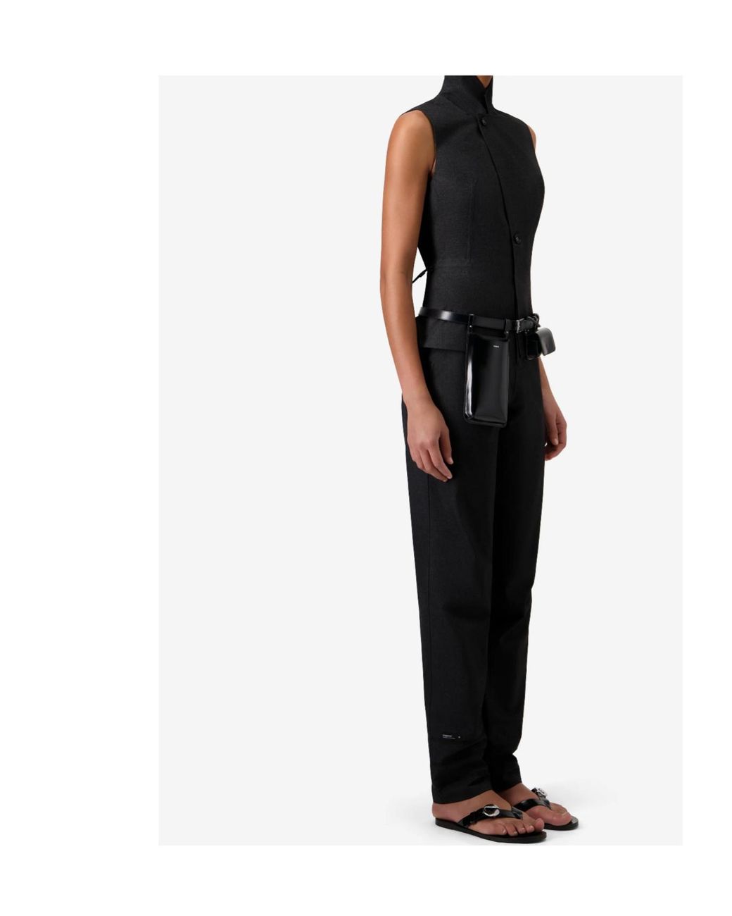 Coperni Black High Collar Button Knitted Top