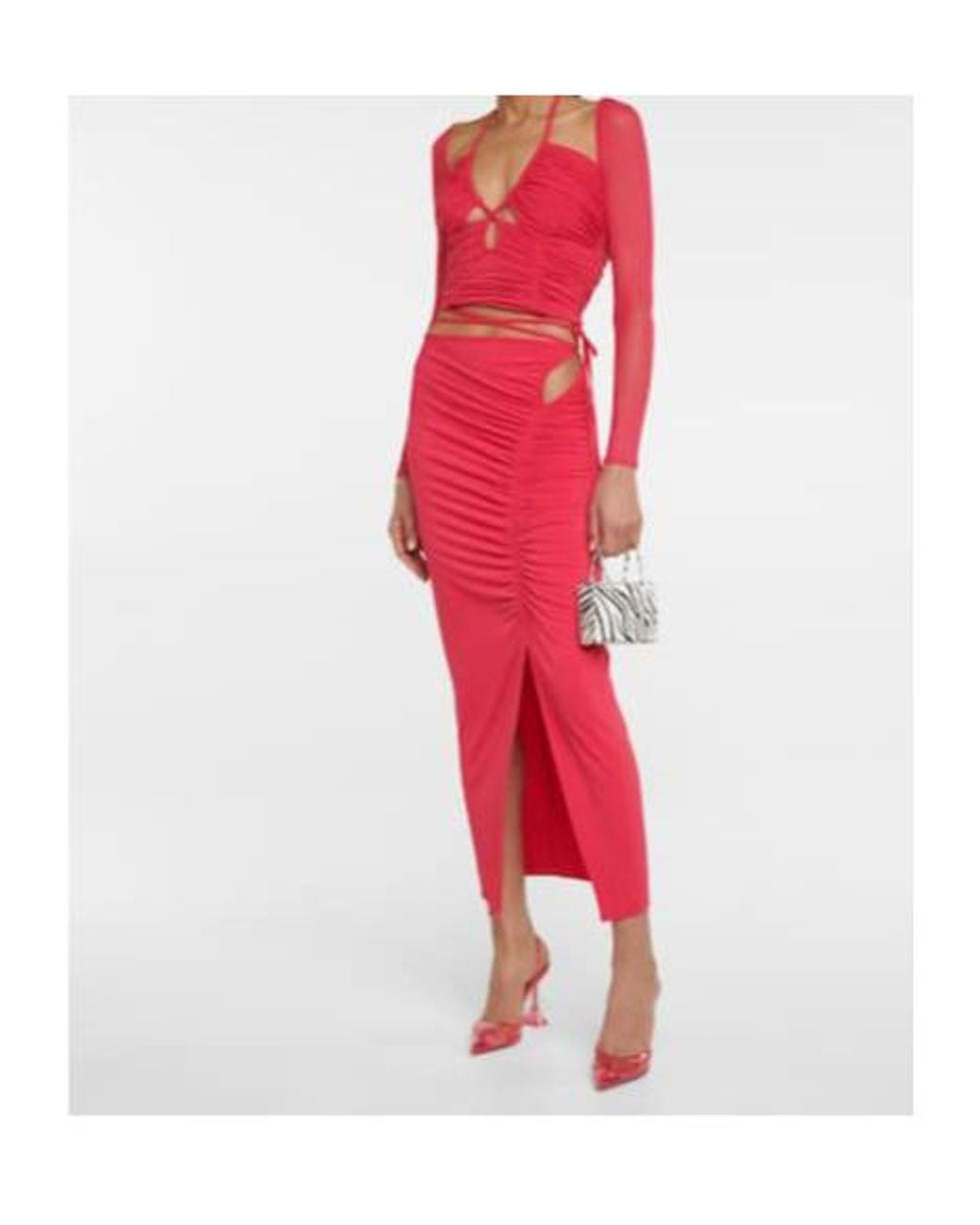 Self-Portrait Red Stretch-Jersey Top