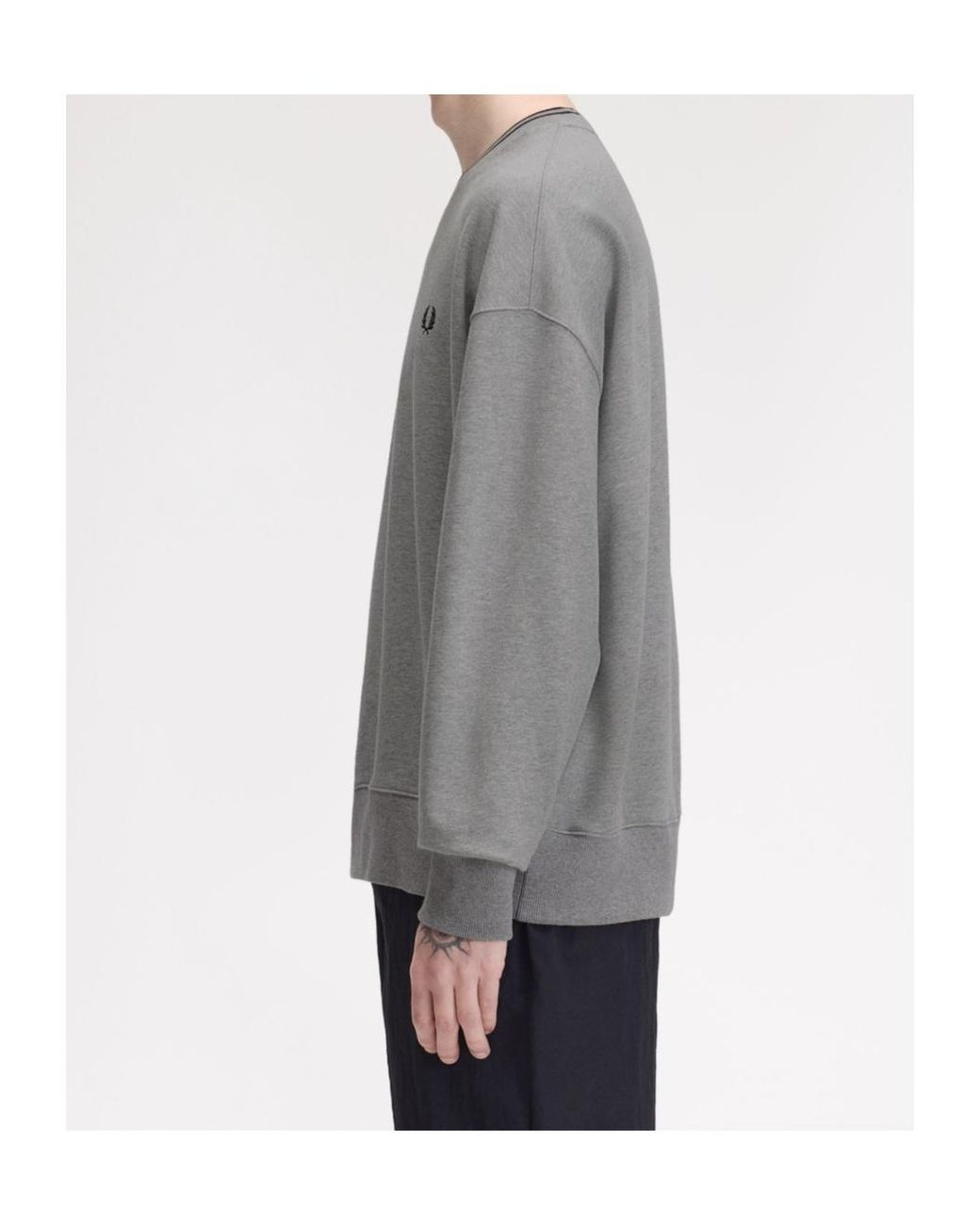 Fred Perry Gray Oversized Tipped Sweatshirt for men