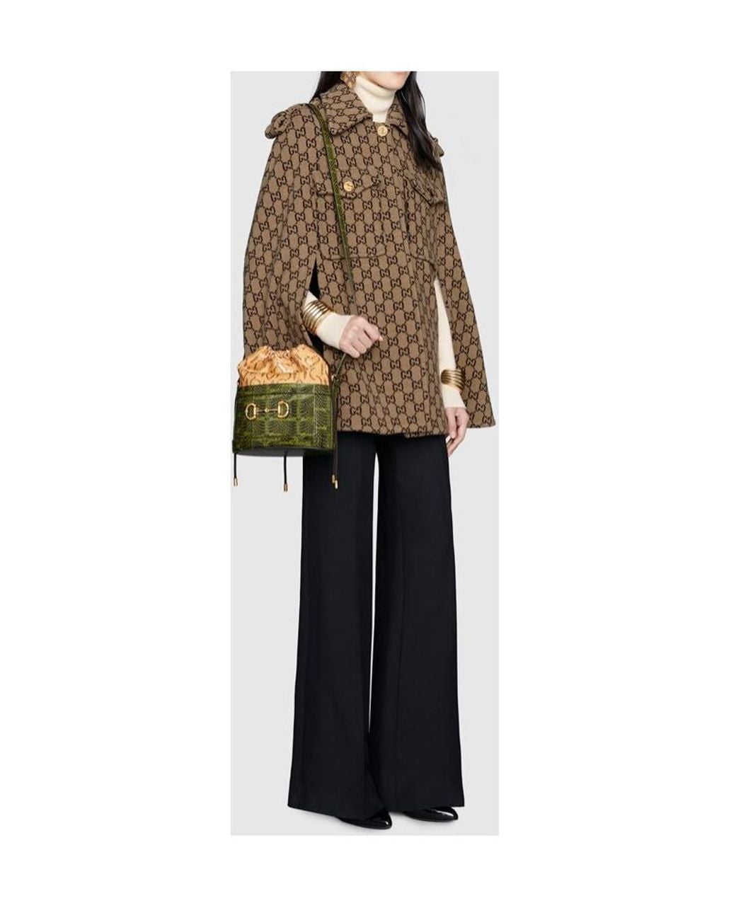 Gucci Brown Gg Wool Cape