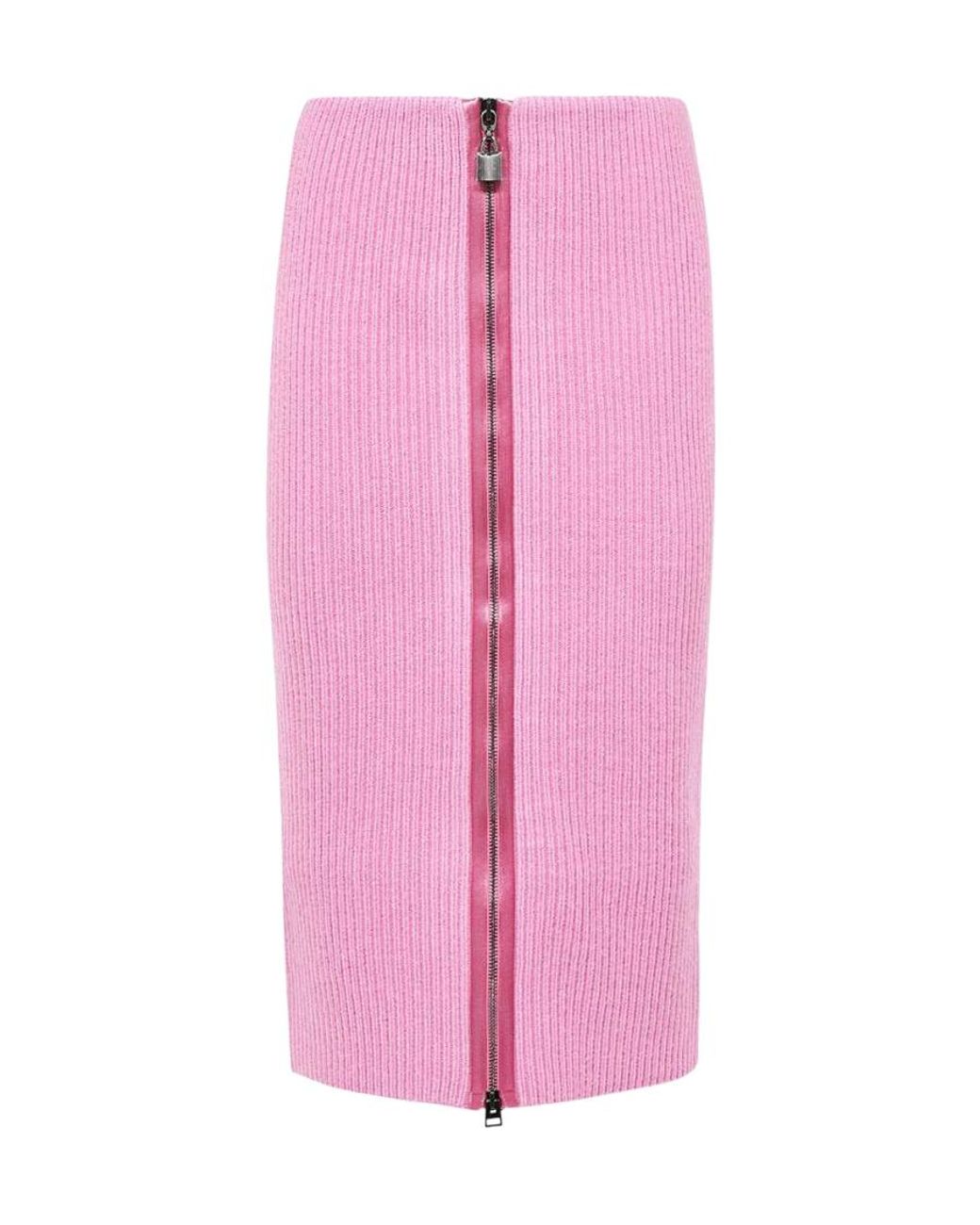 Tom Ford Pink Ribbed Zip Knitted Skirt
