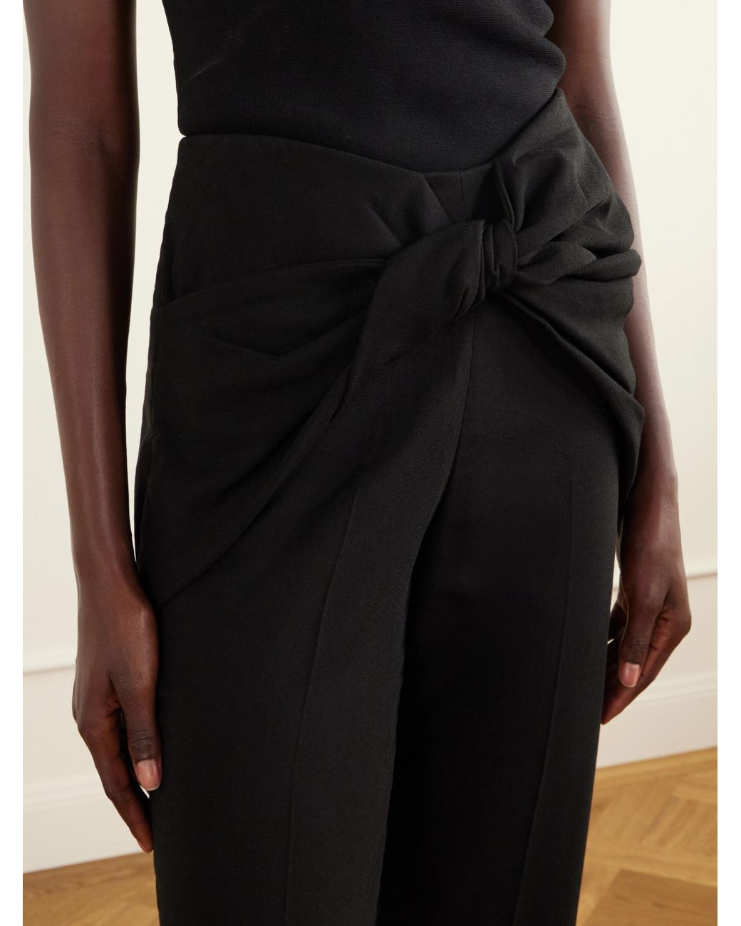 TOVE Black Knot-Detail Casual Trousers