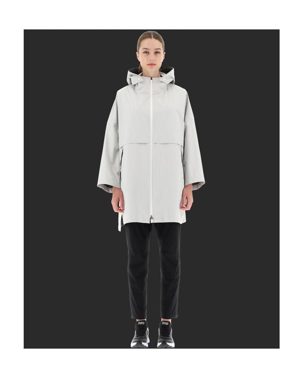 Herno White Hooded Zip Coat
