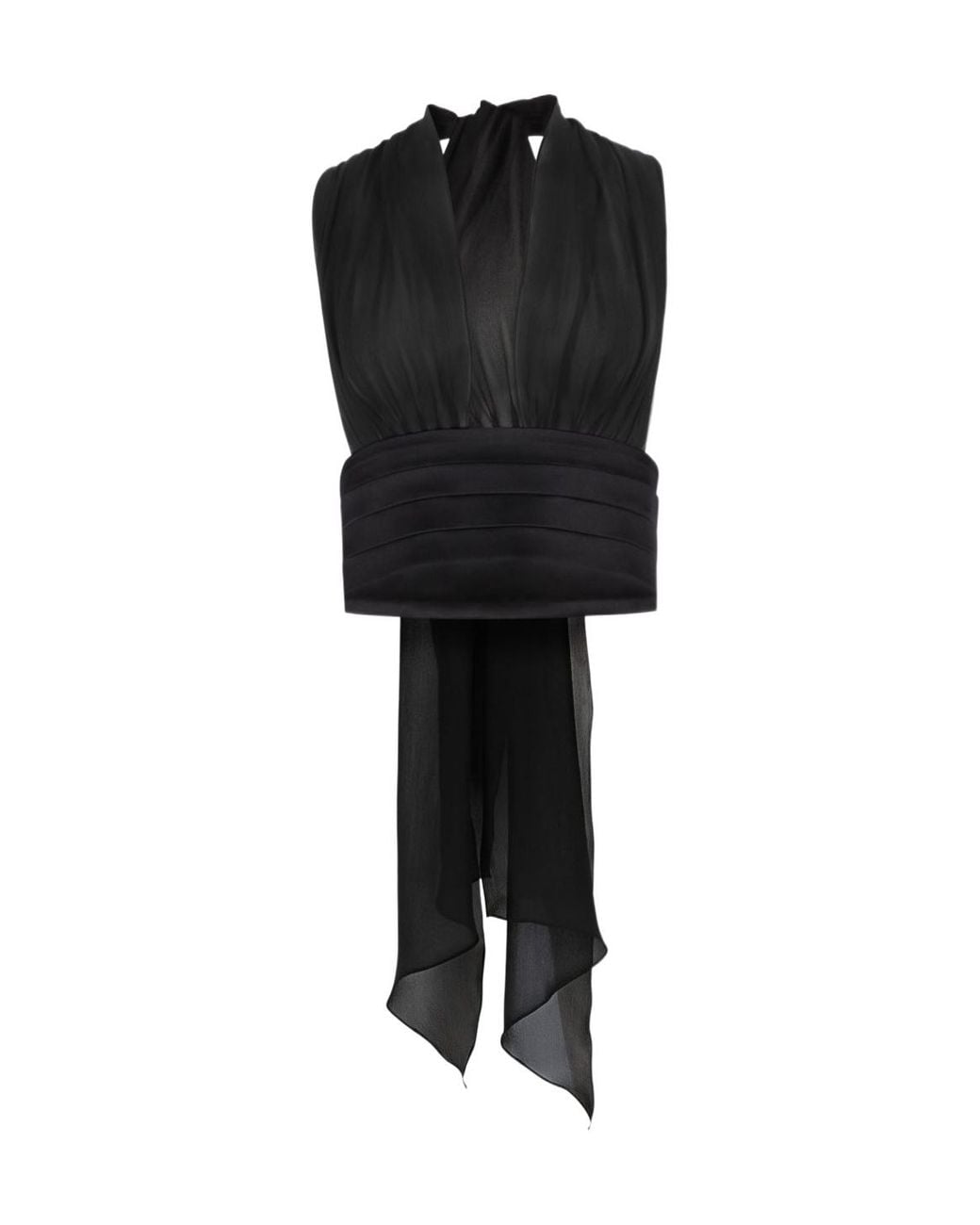 Nina Ricci Black V-Neck Bow-Detail Silk Blouse