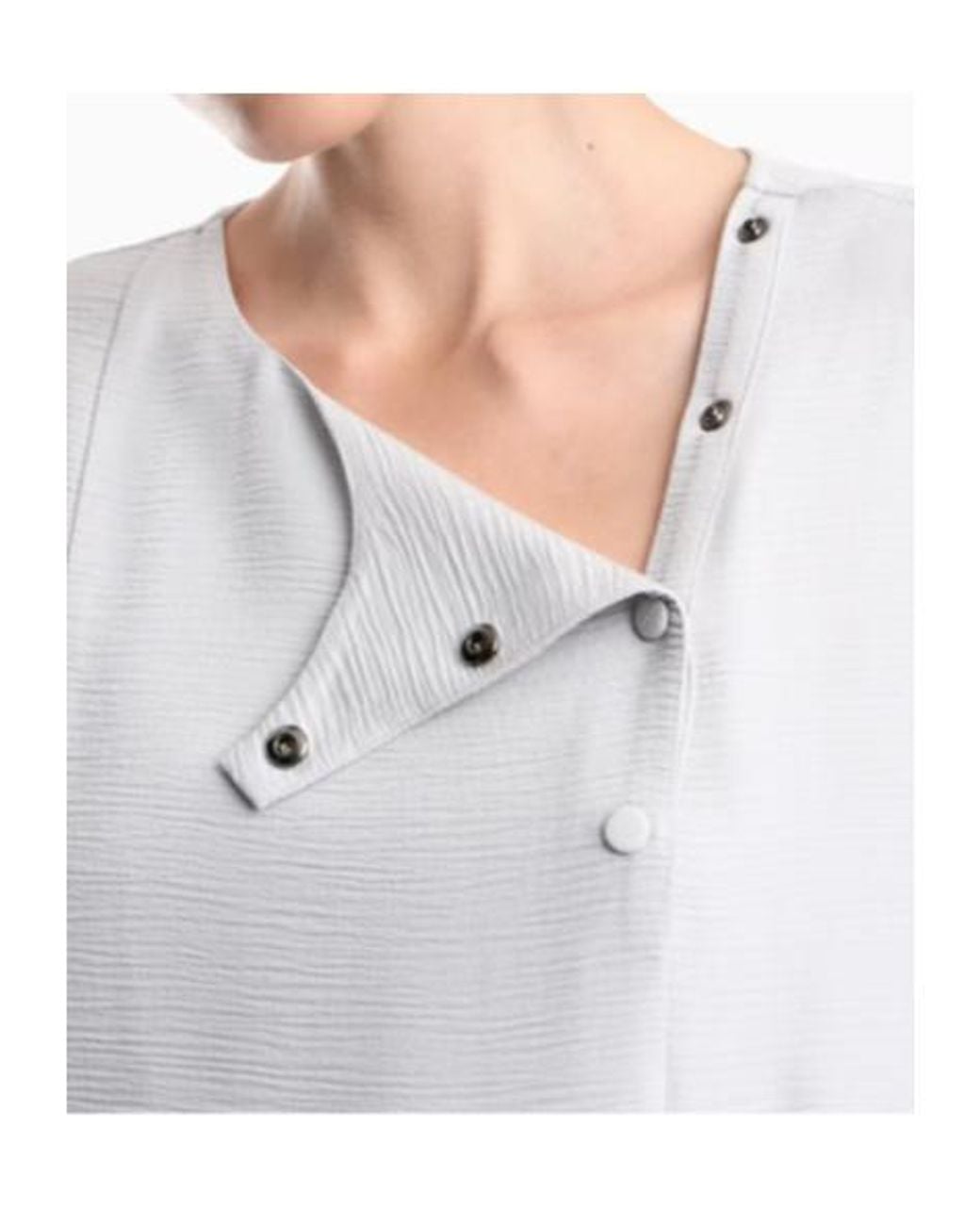 Emporio Armani White Textured Fabric Blouse With Bark Effect Signature Capsule