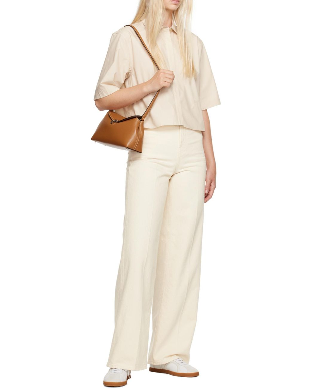 Totême Brown Totême Logo Plaque Foldover Top Crossbody Bag